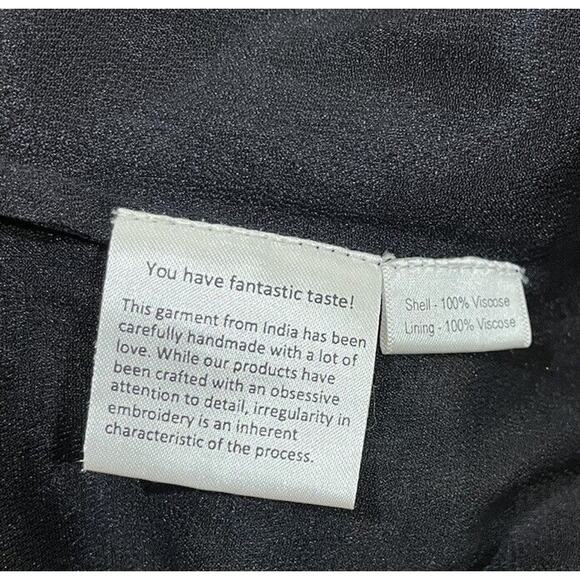 Rococo Sand Maxi Dress V-Neck Ruffles Black Long Sleeve Handmade Size Medium - Picture 10 of 10